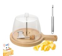 Cheese Curler Wheel with Lid,2025 New Cheese Curler Flower Maker Wheel Slicer, Stainless Steel Cheeses Shaver,for Chocolate Curls Decoration (Handle-Style with lid)