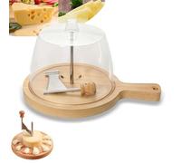 Cheese Curler Wheel with Lid, Cheese Curler Flower Maker Wheel Slicer, Cheeses Shaver Stainless Steel, Curlers Wood Base, for Girolle, Tete De Moine and Chocolate(with Handle+lid)