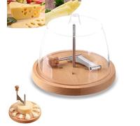 Cheese Curler Wheel with Lid, Cheese Curler Flower Maker Wheel Slicer, Cheeses Shaver Stainless Steel, Curlers Wood Base, for Girolle, Tete De Moine and Chocolate(with lid)