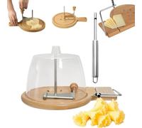Cheese Curler Wheel with Lid, Handheld Rotary Cheese Flower Shaver with Stainless Steel Blade & Wood Base for Cheeses Wheel or Chocolate, Easy and Convenient to Use (Upgraded)
