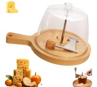 Cheese Curler with Lid, Cheese Curler Flower Maker Wheel Slicer, Wood Base with Punch Tool, Food Grade Stainless Steel, Ease of Use, for Home, Restaurants (#B,with lid)