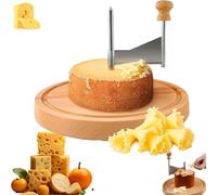 Cheese Curler with Lid, Cheese Curler Flower Maker Wheel Slicer, Wood Base with Punch Tool, Food Grade Stainless Steel, Ease of Use, for Home, Restaurants (#A,Without lid)