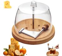 Cheese Curler with Lid, Cheese Curler Flower Maker Wheel Slicer, Wood Base with Punch Tool, Food Grade Stainless Steel, Ease of Use, for Home, Restaurants (#A,with lid)