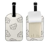 Cheese Doodle Pattern,Luggage Tags Pu Leather Name Tag Travel Suitcase Identifier ID Tags Durable Baggage Label 2 pcs