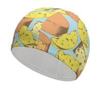 Cheese Food Pattern Comfortable Swimming Cap Women And Men Classic Swim Hat for Long And Short Hair