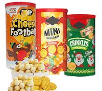 Cheese Footballs 142g, Mini Cheddars 280g, Crinckleys 280g Christmas Savoury Snacks, Jacobs Crackers Savory Christmas Hamper, Cheeselets Snacks Sharing Tub