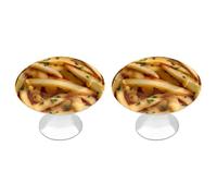 Cheese Fries Printed Drawer Handles 2 Pack 1.2" Round Stainless Steel Cabinet Knobs Pulls