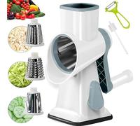 Cheese Grater,5 in1 Rotary Cheese Grater Multi-Purpose Stainless Steel Cheese Shredder - Cheese Grater With handle Effortless Grating of Cheese, Vegetables, and Fruits (white)