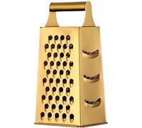 Cheese Grater, 9.3 Inch Stainless Steel Box Grater with 4 Sides Vegetable Slicer Graters for Kitchen, Cheese, Vegetables, Potatoes Graters for Kitchen with Handle Gold