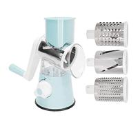 Cheese Grater, Cheese Grinder Hand Crank Shredder Rotating Vegetable Slicer Kitchen Food Roller Cutter with Handle and 3 Interchangeable Blades for Potato