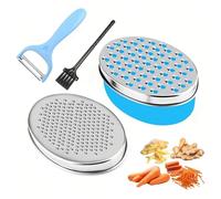 Cheese Grater, Graters for Kitchen with Container and 2 Size Lid, Cheese Shredder, Ginger Garlic Chocolate Graters, Vegetable Chopper Use for Carrots Cucumbers Onion Potato(Blue)
