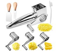 Cheese Grater Set, Stainless Steel Parmesan Cheese Grater, Comes with 4 Stainless Steel Planer Barrels for Cheese, Nuts, Chocolate and More, with Cheese Knife Set and Cleaning Brush