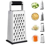 Cheese Grater Stainless Steel Box Grater with 4 Sides Vegetable Slicer with Non Slip Base and Handle, 8 Inch Graters Cheese Grater Handheld, Graters for Kitchen