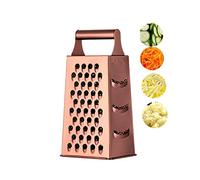 Cheese Grater Vegetable Slicer Stainless Steel with 4 Sides, 9.2 Inches Height Large Box Grater Best for Shredded Parmesan Cheese, Vegetables, Ginger and Fruits -Rose Gold