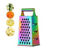 Cheese Grater Vegetable Slicer Stainless Steel with 4 Sides, 9.2 Inches Height Large Box Grater Best for Shredded Parmesan Cheese, Vegetables, Ginger and Fruits -Rainbow Color