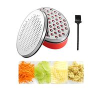 Cheese Grater with Container and Lid, Stainless Steel Box Grater with Storage Container, Grater with 2 Coarse and Fine Grater Plates, Kitchen Grater for Vegetable Cheese Chocolate Lemon (Red)