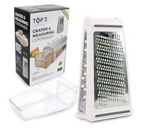 Cheese Grater with Container for Kitchen | Stainless Steel Grater Handheld with Handle | 480ml Cheese Grater Box | Non-Slip Base Kitchenware, 21.5cm