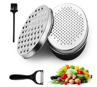 Cheese Grater with Container, Graters for Kitchen with 2 Size Lid, Stainless Steel Vegetable Chopper Chocolate Grater Shredder Cheese Ginger Shredder, Grater for Vegetable Ginger Chocolate Garlic