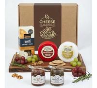 Cheese Hamper Gift Set - Including Cheshire Cheddar & Smoke Wood Red Leicester, Paired With Chutney and Sourdough Crackers. Cheese Board Gift Set, Great for All Occasions, Birthday, Picnic and More