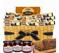 Cheese Hampers Gift Set - 20x Ilchester Cheeses, 3x Chutney, Fruitcake, Card in Wicker Box- Cheeseboard Gift, Food Hampers for Men Women, Cheese Selection Box, Teachers Day Gifts, Fathers Day Hamper