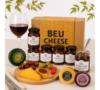 Cheese Hampers Gift Set - 3x Cheeses Truckle Selection, 6x Chutney and Card - Cheeseboard Gift Set, Valentines Hampers for Men, Cheese Selection Box, Food Gifts for Men & Women, Birthday Hamper