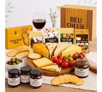 Cheese Hampers Gift Set - 4x Cheeses Wedge Selection, Chutney and Crackers Gift Set & Card - Cheeseboard Gift Set, Birthday Hampers for Men, Cheese Selection Box, Food Gifts for Men & Women