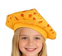 Cheese Head Hat - 1 Pc Novelty Headwear, Soft Foam Costume, Realistic Food Cap | Fun Festival Cosplay Accessory Kids Adults Holiday Party Garden Winter Outdoor Halloween Celebration Wear