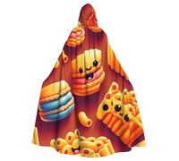Cheese-Macaron-Hamburger Adult Witch Hooded Cape, Halloween Costume Hooded Cloak