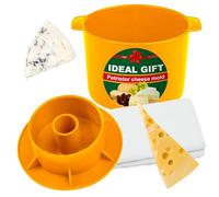 Cheese Mold for Cheese Making Cheese with Follower 1/2 gal Yello and Cotton Cheesecloth - Cheesemaking Supplies - Cheese Form Mold - Cheese Making Basket - Molde Para Queso Casero - Cheese Press