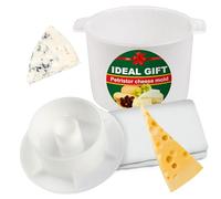 Cheese Mold for Cheese Making with Follower Piston 1/2 gal - Cheesemaking Supplies - Cheese Form Mold - Cheese Making Basket - Cotton Cloth For Straining - Molde Para Queso Casero