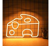 Cheese Neon Sign Golden Yellow Neon Light Dimmable Cake LED Signs for Wall Kitchen Decor Food Shape Light Up Sign for Bedroom Restaurant Dessert Shop Bakery Party Decor