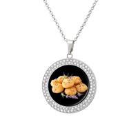 Cheese Puffs Women's Custom Pendant Necklace Round Diamond Necklaces Jewelry Gifts for Men Birthday