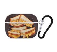 Cheese Sandwiches Airpod Pro Case AirPods 2 Case for Women Hard Shell Protective Cover with Carabiner Keychain Compatible with AirPods Case 2nd 1st Generation, Front LED Visible White