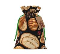 Cheese Sandwiches Christmas Drawstring Gift Bag Santa Sack With Cards