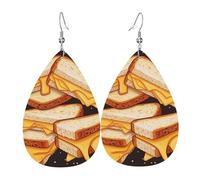 Cheese Sandwiches Earrings for Women Teardrop Leather Earring Double Sided Drop Dangle Earrings Lightweight Women's Ear Accessories Jewelry Fashion Birthday Gift