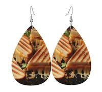 Cheese Sandwiches Leather Earrings for Women Teardrop Earrings Lightweight Dangle Drop Earrings Cute Jewelry Gift