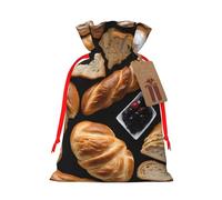 Cheese Sandwiches Print Christmas Burlap Drawstring Gift Bags Reusable Gift Bags, Holiday Packaging With Rustic Charm