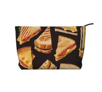 Cheese Sandwiches Printed Makeup Bag Corduroy Travel Cosmetic Bags Cosmetic Case Toiletry Bag Organizer for Women Mom Girls