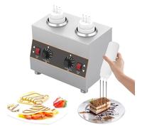 Cheese Sauce Warmer, Electric Chocolate Warmer Commercial Jam Heat Preservation Machine 30~85℃ Adjustable Temp Food Dispensers for Ketchup, Cheese, Fudge, Caramel (2 Bottles)