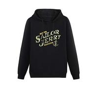 Cheese Scheme New Brand Hot Sailor Jerry Tattoo Flash Seal Hoody Unisex Ptinted Hoodies Long Sleeve Men's Hooded with Pocket Black XXL