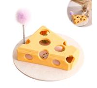 Cheese Shaped Cat Scratch Puzzle Enrichment Box, Felt Cheese Toy with Balls & Spring Teaser, Pet Cat Games Self Play Fun Exercise Hide Seek Moving CatToy, Interactive CatToy Puzzle Toys