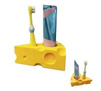 Cheese Shaped Toothbrush and Toothpaste Holder, Creative Bathroom Organizer, Cute Novelty Countertop Storage Rack, Yellow