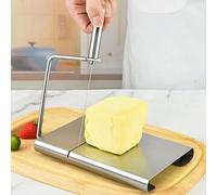 Cheese Slicer Board, Cheese Slicer Stainless Steel Wire Cutter for Hard and Semi Hard Cheese Butter Sausage for Clear Cuts, 6 Cheese Cutter Wires Included