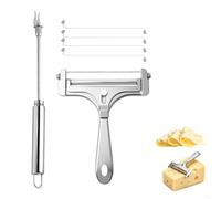Cheese Slicer Set, Cheese Wire Cutter, Stainless Steel Truffle Slicer, Adjustable Thickness Cheese Knife Set with 4 Extra Wire, Butter Slicer Scraper Server for Block Cheeses Butter and More
