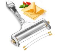 Cheese Slicer Wire - Sharp & Strong Stainless Steel Cheese Cutter Handheld with 2 Extra Wires, Slice Tickness Adjuster, Comfortable Handle & Dishwasher Safe, for Mozzarella, Cheddar & Gruyere Slicing