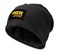 Cheese Slut Plush Lined Beanie Novelty Printed Pullover Cap Winter Hat Warm Soft Skiing Hats Skull Cap Unisex Black/Dark Gray
