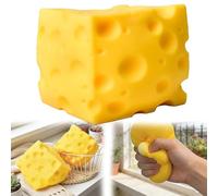 Cheese Squishy, Big Square Triangle Squishy Cheese, Realistic Cheese Shape Slow-Rebound Sensory Fidget Toy, Stretchy Unbreakable, Soft TPR Anxiety Relief Squeeze Toy for Kids & Adults (10CM)