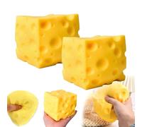 Cheese Squishy, Big Square Triangle Squishy Cheese, Soft Simulation Food Sensory Cheeses Stress Ball, Stretchy Unbreakable & Slow-Rebound, Anxiety Relief Fidget Toys for Adults (2Pcs-A)