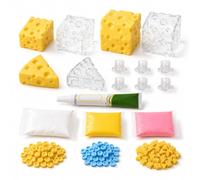 Cheese Squishy Skin Diy Stress Ball Kit, Easy Handmade Sensory Squishy | Includes 6 Cheese TPR Skins and 12.69 oz Filler, Calming ASMR Craft, Great for Anxiety Relief and Creative Pla