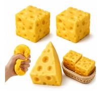 Cheese Squishy, Soft and Flexible Desk, Ideal for Office Use and Focus Enhancement, Includes One Triangular Cheese and Two Square Cheeses Pieces